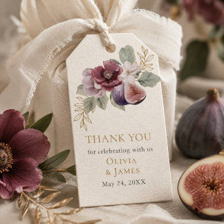 Plum & Olive Botanical Wedding Favour Tag