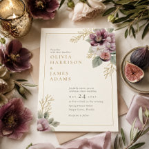 Plum & Olive Botanical Wedding Invitation