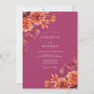 Plum Opulent Bloom Wedding Invitation