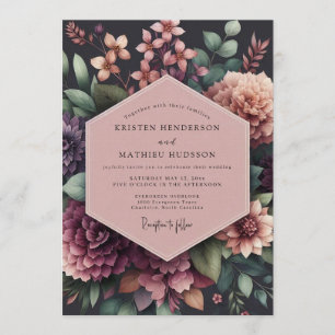 Plum Opulent Floral Wedding Invitation