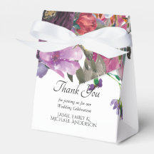 Plum Orange Floral Personalized Small Favour Box