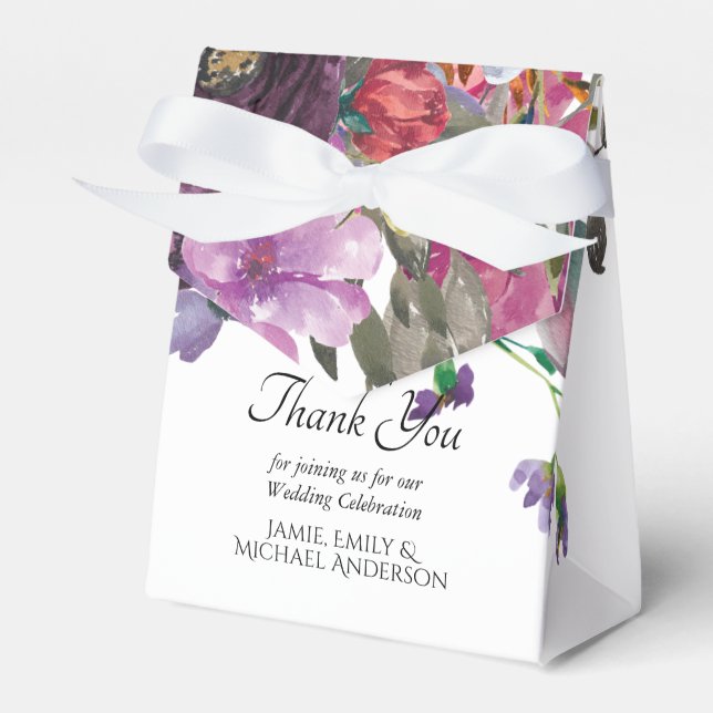 Plum Orange Floral Personalized Small Favour Box (Front Side)