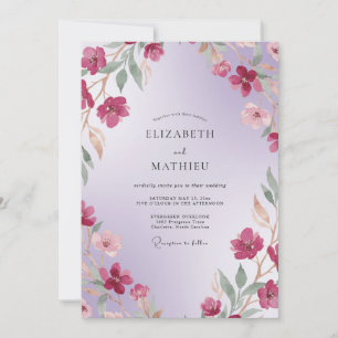 Plum Orchid Petal Wedding Invitation