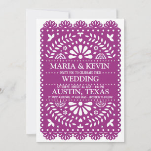 Plum Paisley Latino Wedding Invitation