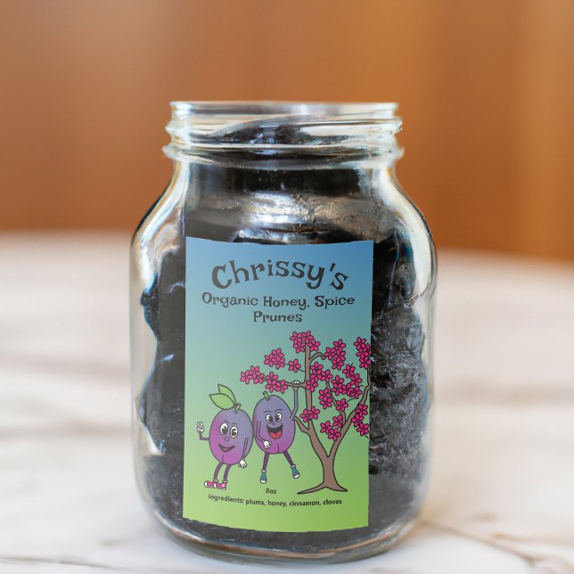 Plum Pals Funny Cartoon Prune Preserves and More Food Label (Creator Uploaded)
