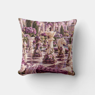 Plum Pearl Chess Botanical Conservatory Throw Pillow