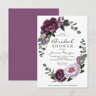 Plum Peonies Carte d'invitation à la douche nuptia