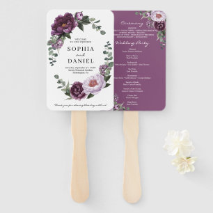 Plum Peonies Purple Floral Wedding Program Fan