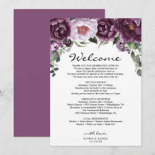 Plum Peonies Wedding Welcome Itinerary Program