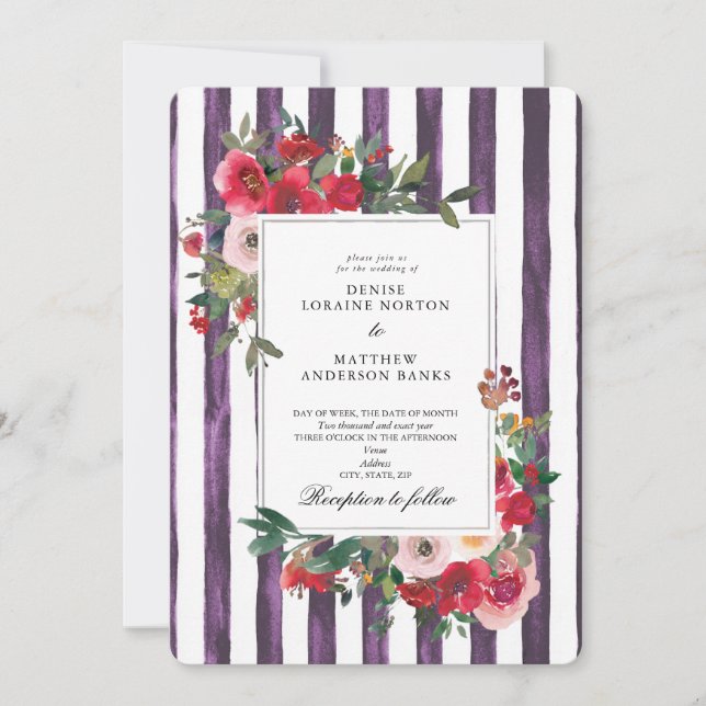 Plum Perfect Coloured Wedding Invitation (Front)
