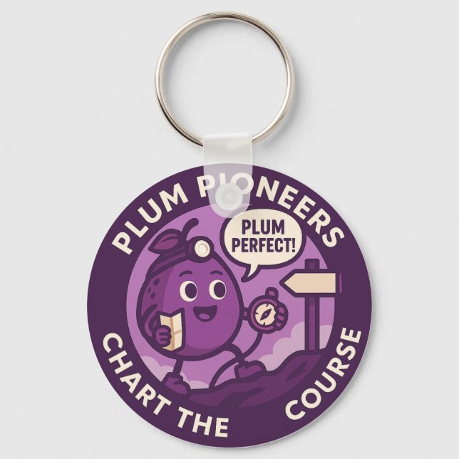 Plum Perfect Explorer Navigation Keychain (Front)
