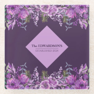 Plum Perfection: Garden Glamour Glass Coaster