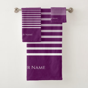 Plum Perfection Name & Fading Stripes Bath Towel