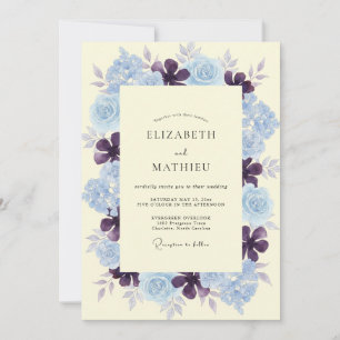 Plum Periwinkle Peony Wedding Invitation