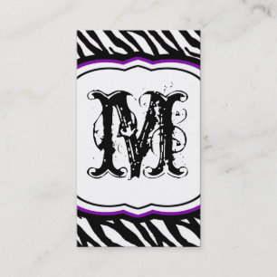 Plum Purpl White Zebra Imprimer Carte de visite Mo