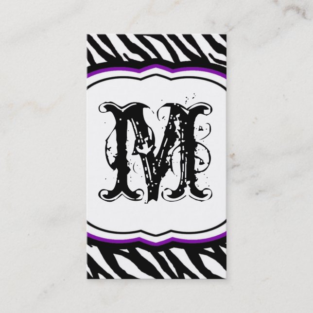 Plum Purpl White Zebra Imprimer Carte de visite Mo (Devant)