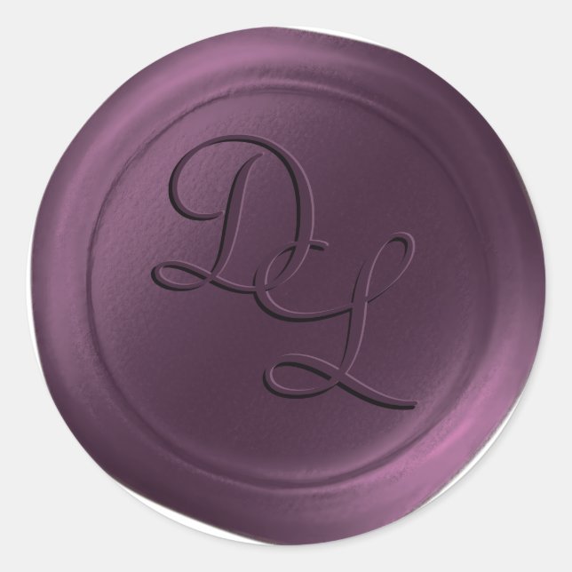 Plum Purple 2 Lettre Monogramme Stickers cire (Devant)