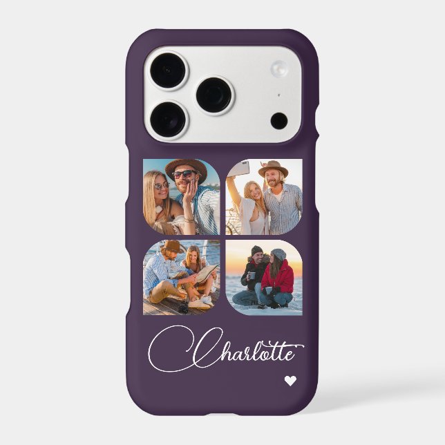Plum Purple 4 Photo Personalized Name (Back)