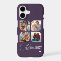 Plum Purple 4 Photo Personalized Name