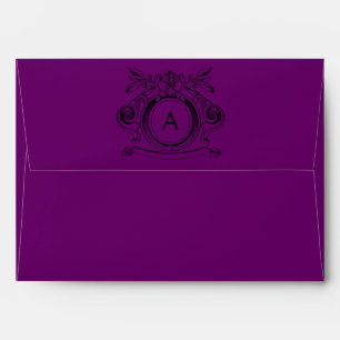 Plum Purple A7 Scrollwork Monogrammed Envelopes