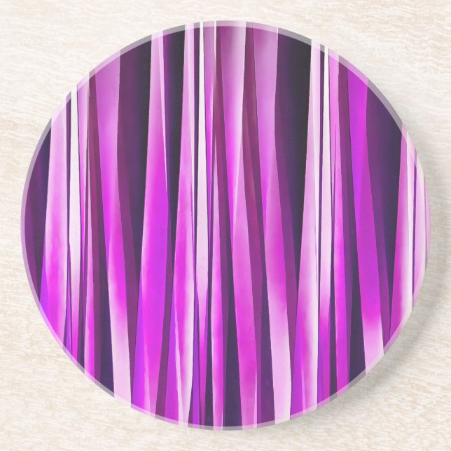Plum Purple and and Burgundy Stripy Lines Pattern Coaster (Front)
