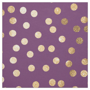 Plum Purple and Gold Glitter City Dots Fabric