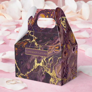 Plum Purple And Gold Marble  Favor Box