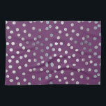 Plum Purple and Silver Glitter City Dots Kitchen Towel<br><div class="desc">This pattern is modern and on-trend with dots of faux silver glitter on a plum purple background.</div>