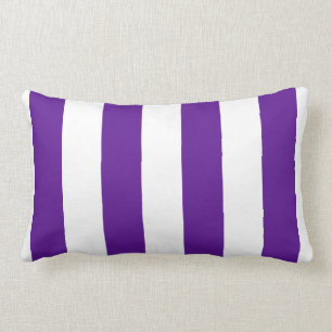 Plum Purple and White Bold Vertical Stripes Lumbar Pillow