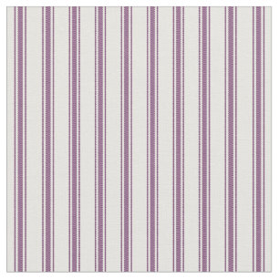 Plum Purple and White Classic Ticking Stripes Fabric