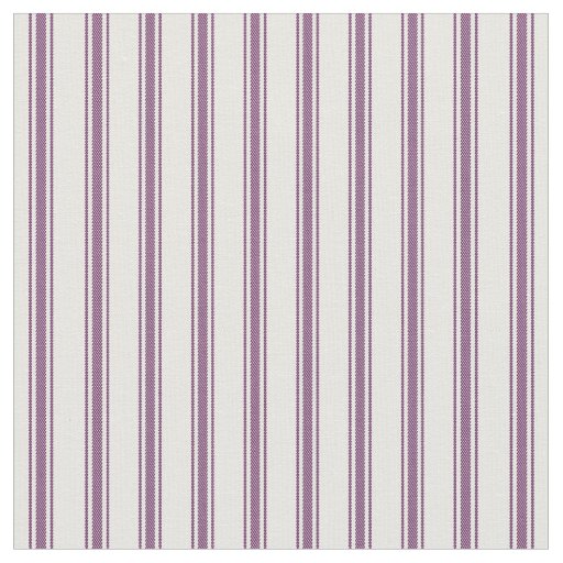 Plum Purple and White Classic Ticking Stripes Fabric