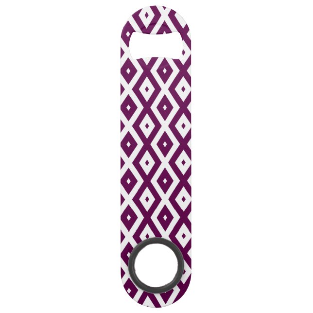 Plum purple and white diamond pattern bar key (Front)