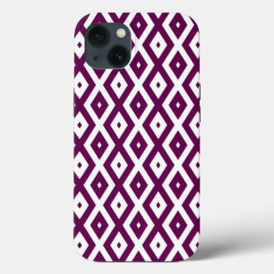Plum purple and white diamond pattern Case-Mate iP iPhone 13 Case
