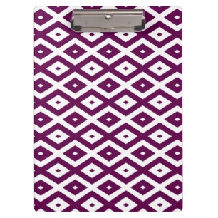 Plum purple and white diamond pattern clipboard