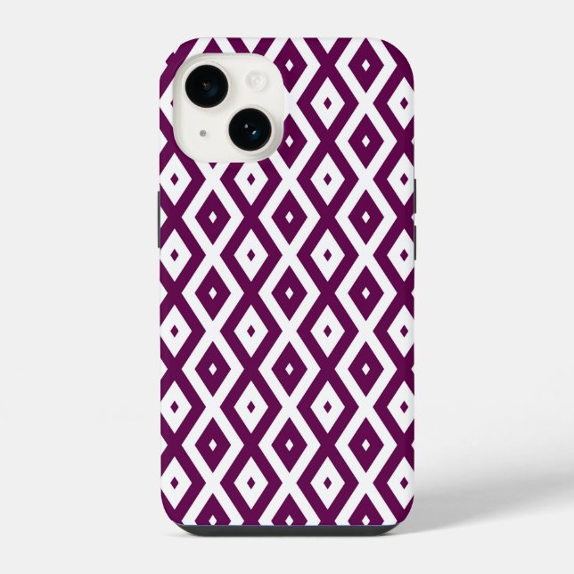 Plum purple and white diamond pattern iPhone case (Back)