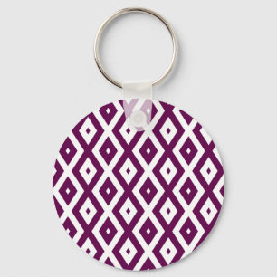Plum purple and white diamond pattern keychain