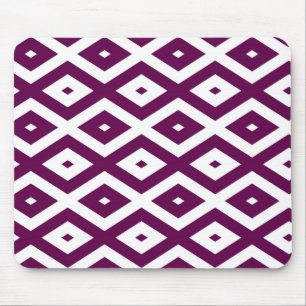 Plum purple and white diamond pattern mouse pad