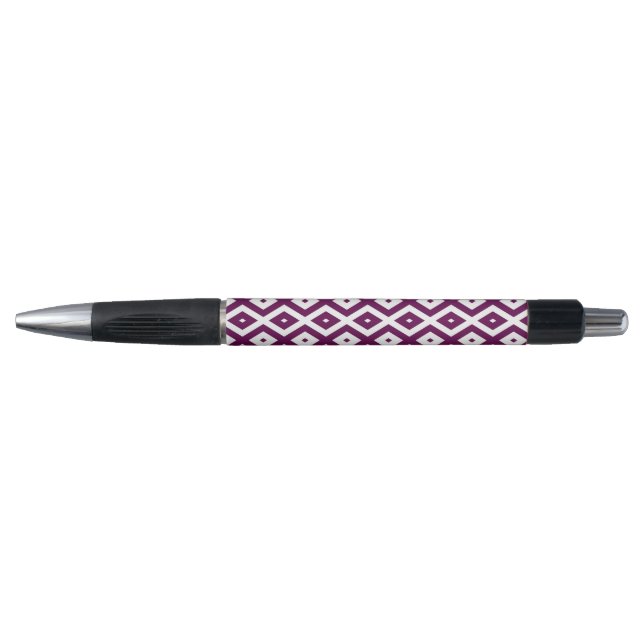 Plum purple and white diamond pattern pen (Front)