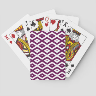 Plum purple and white diamond pattern playing cards