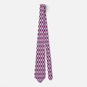 Plum purple and white diamond pattern tie