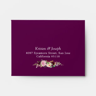 Plum Purple Blush Botanical Floral for RSVP card Envelope