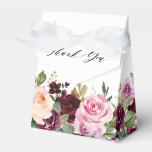 Plum Purple Blush Pink Botanical Floral Wedding Favor Box