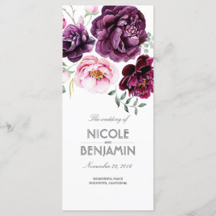 Plum Purple Boho Aquarelles Programmes floraux