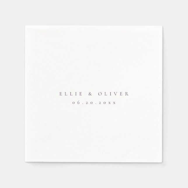 Plum Purple Boho Wedding Modern Cocktail Napkin (Front)