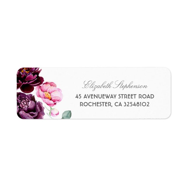Plum Purple Bourgogne et Mariage floral Blush (Devant)