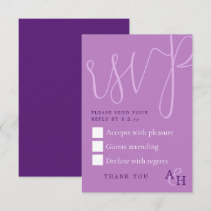 Plum Purple Calligraphy Script Wedding RSVP Card