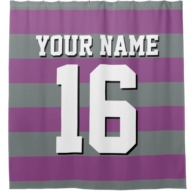 Plum Purple Charcoal Sports Jersey Preppy Stripe (Front)