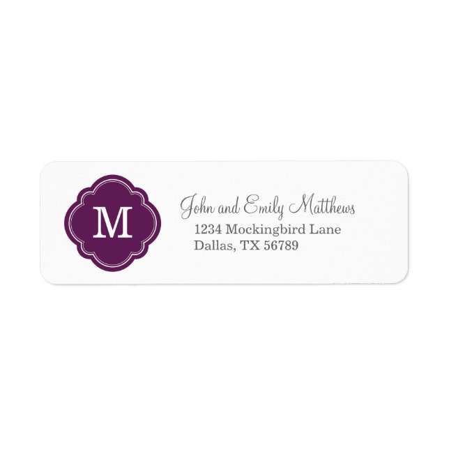 Plum Purple Custom Personalized Monogram (Front)