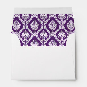 Plum Purple Damask Lined Wedding Envelopes