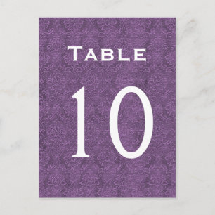 Plum Purple Damask Wedding Table Number 10 C209 Postcard